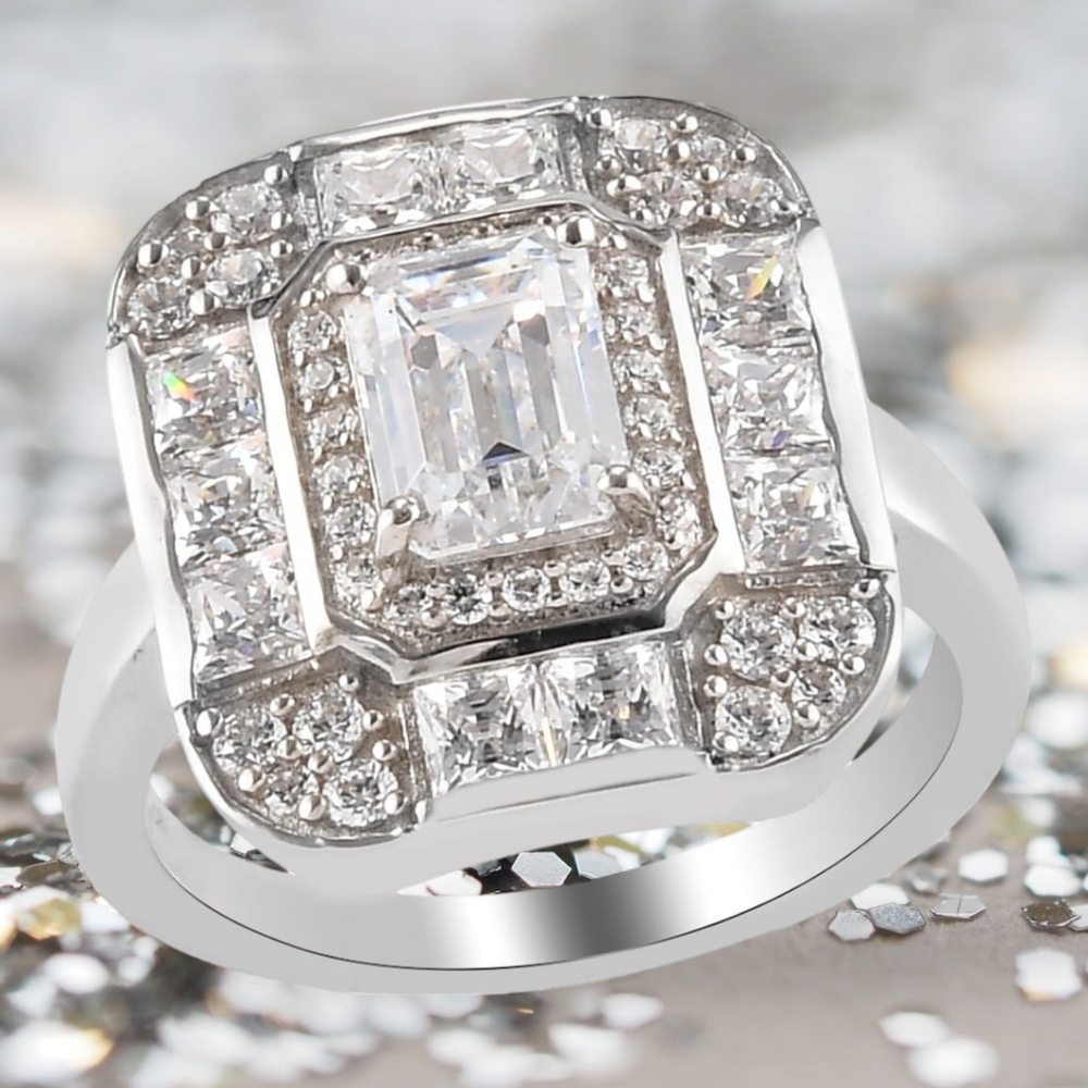 🔥PRICE DROP🔥NWT SWAROVSKI ®️ CZ ART DECO PLATINUM OVER STERLING SILVER RING